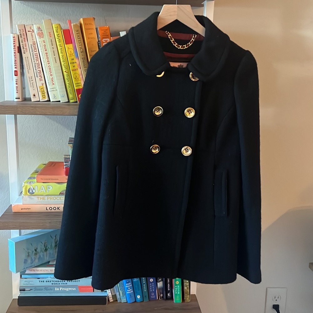 Vintage Juicy Couture Black Double Breasted Peacoat Coat Jacket Size XS/Petite